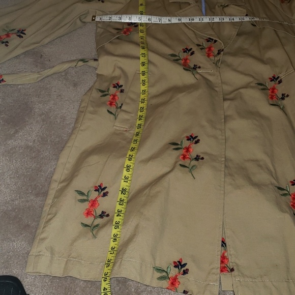 {Anthropologie & Cartonnier} belted embroidered trench coat - Sz M - Picture 12 of 14